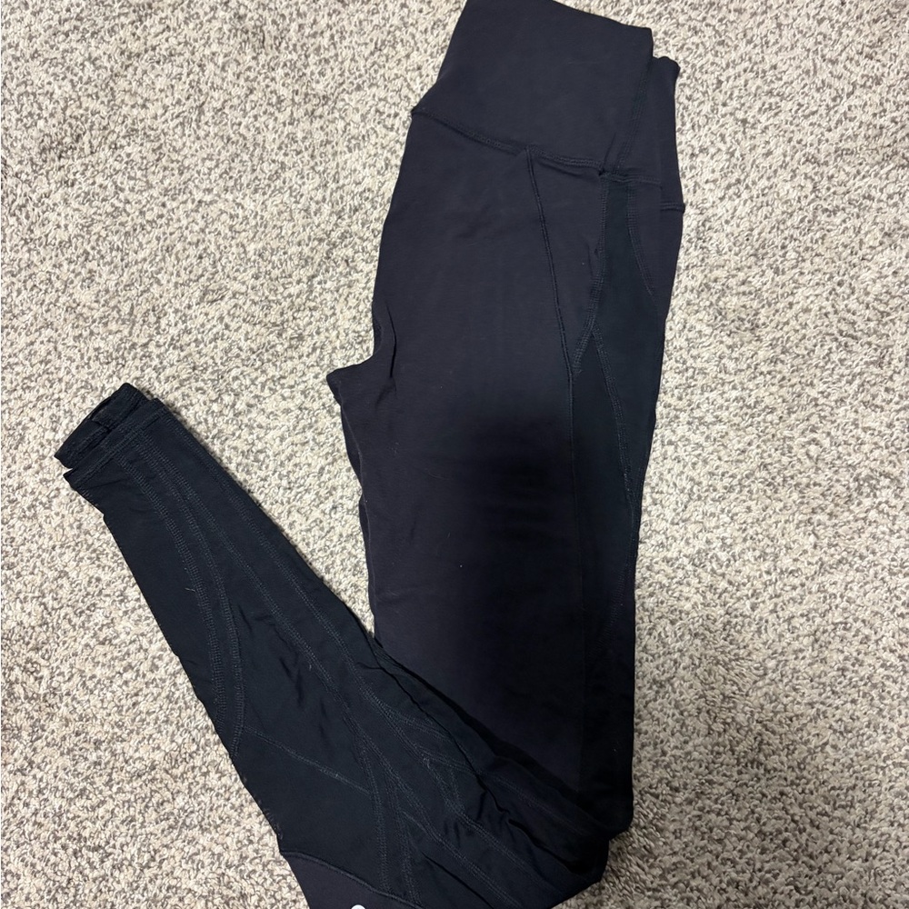 ALO Yoga black mesh detail leggings